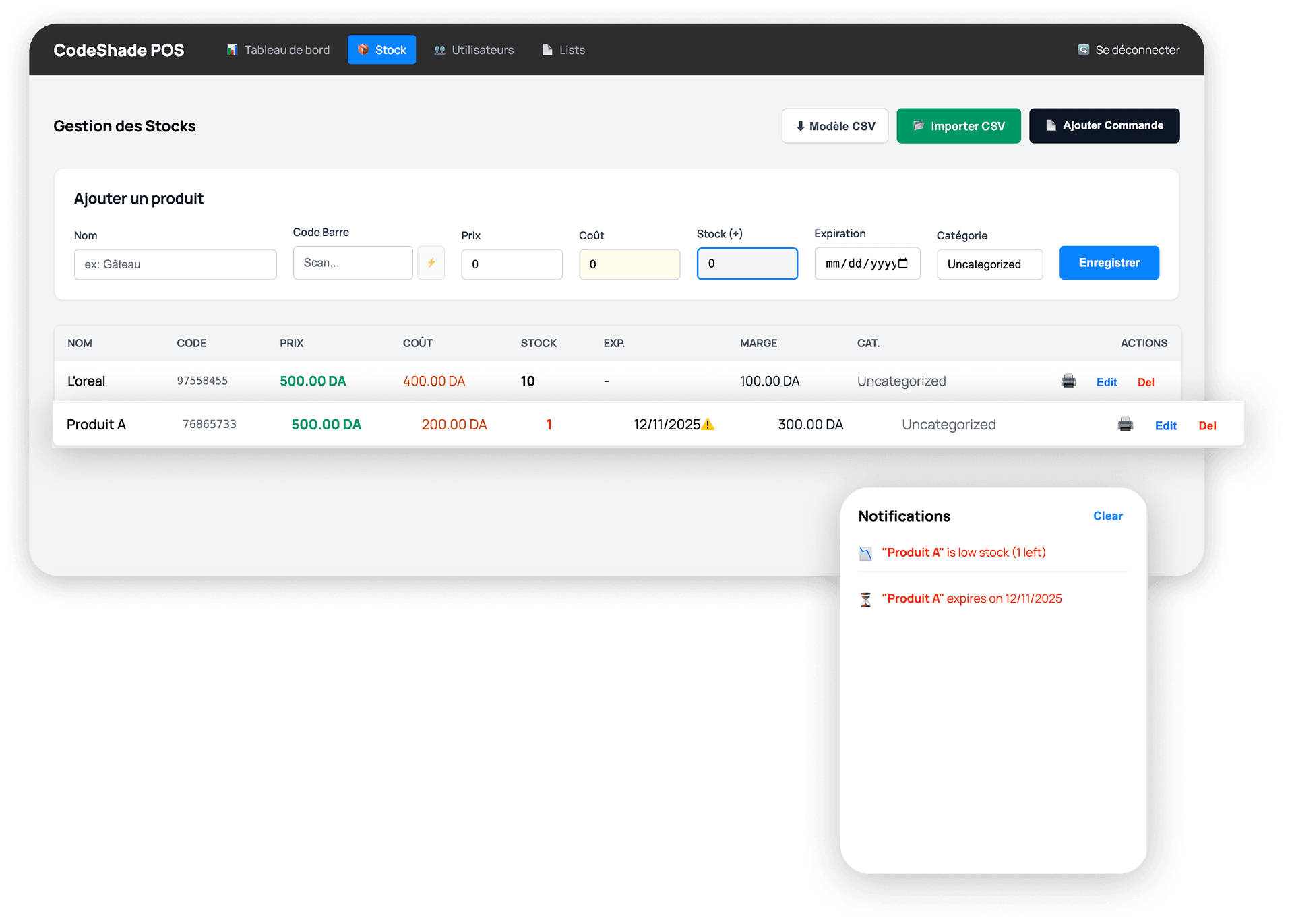 Codeshade dashboard